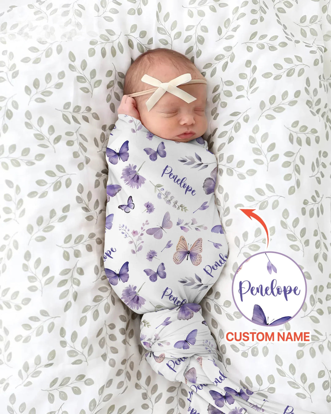 Custom Name Lilac Bloom swaddle blanket
