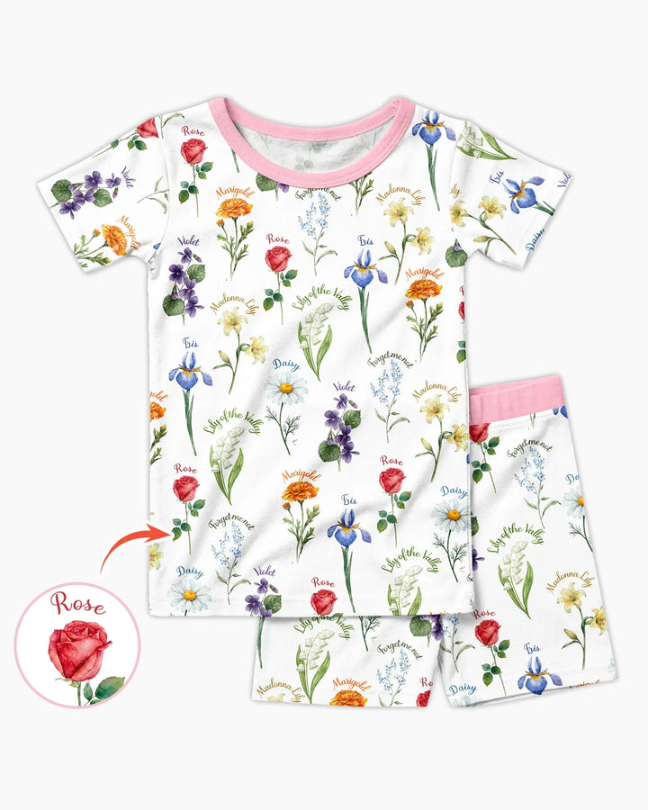 Marian Garden Bamboo Two Piece Short Sleeve Shorts Pajama Set