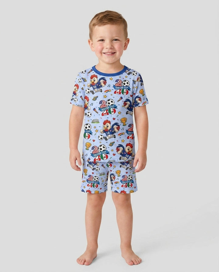 Conjunto de Pijama de Dos Piezas de Bambú con Mangas Cortas y Pantalones Cortos