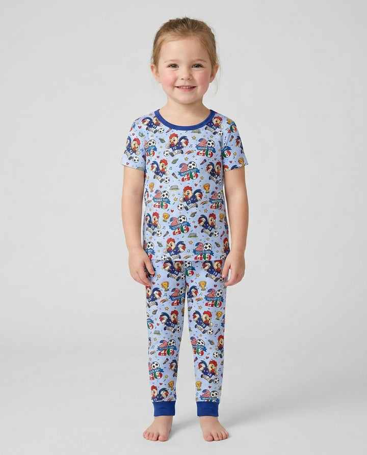 Conjunto de pijama de dos piezas de bambú de manga corta, plantilla personalizada