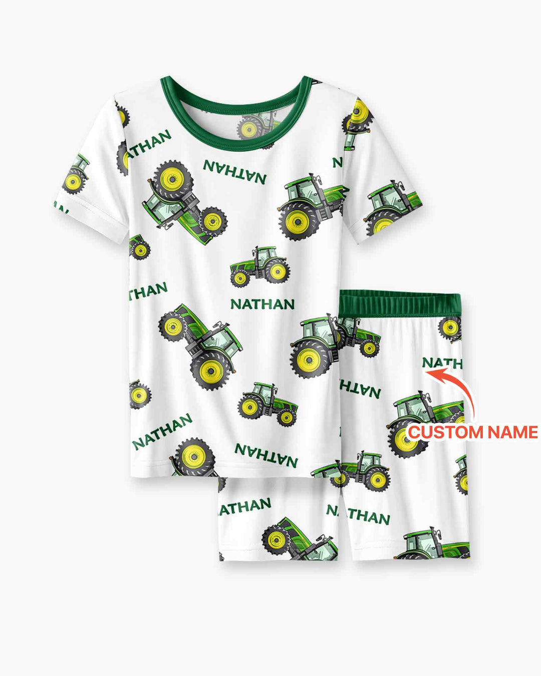 Pijama de bambú de dos piezas de manga corta con pantalón corto, plantilla personalizada