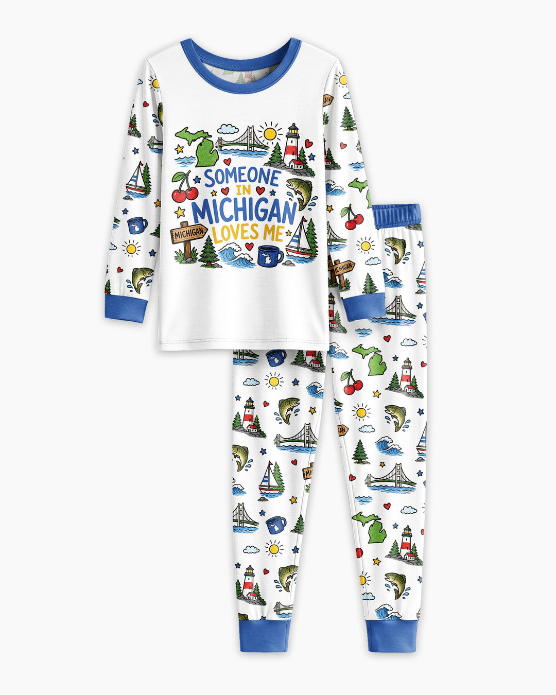 Someone in Michigan Loves Me Bamboo Two Piece Long Sleeve Pajama Set