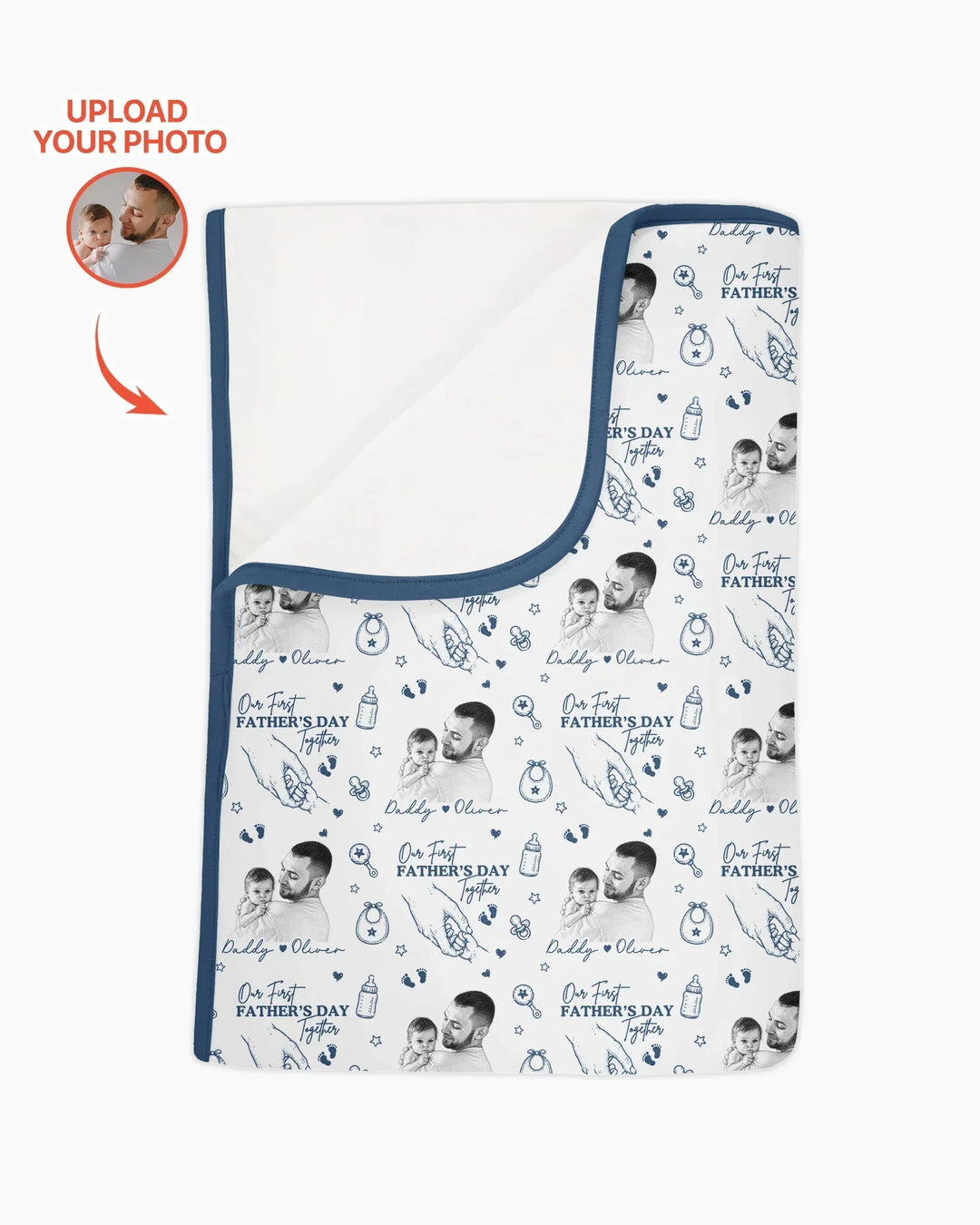 Custom Photo Our First Father's Day Together Bamboo Blanket