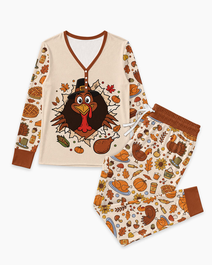 Funny Turkey on Thanksgiving Bamboo Women Pajama Set