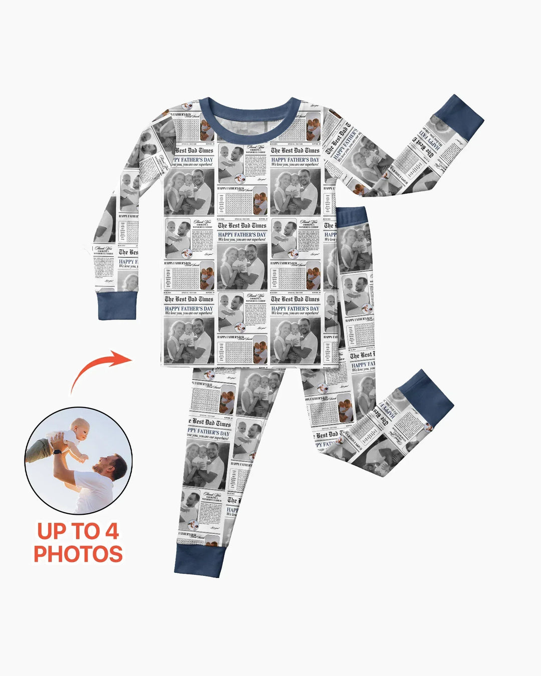 Custom Photo The Best Dad Times Bamboo Two Piece Long Sleeve Pajama Set