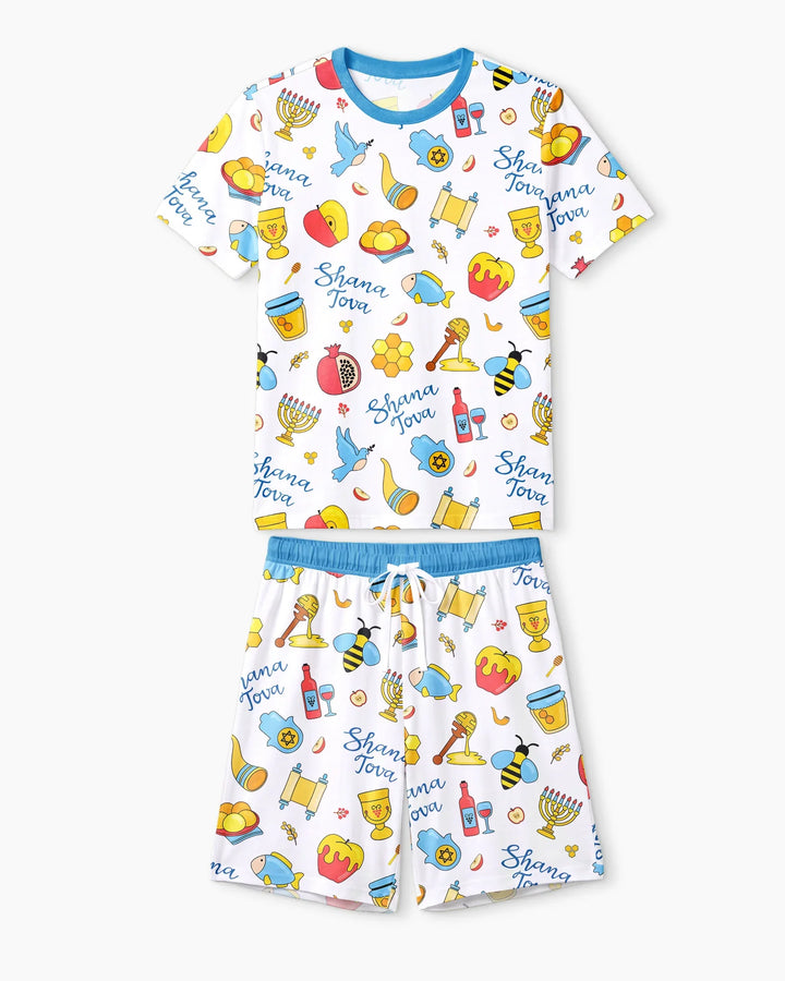 Shanah Tovah U'Metukah Bamboo Men Short Sleeve Short Pajama Set