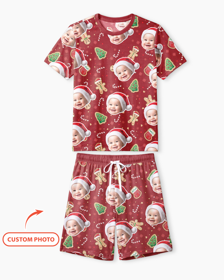 Custom Photo Funny Family Bamboo Men Short Sleeve Short Pajama Set