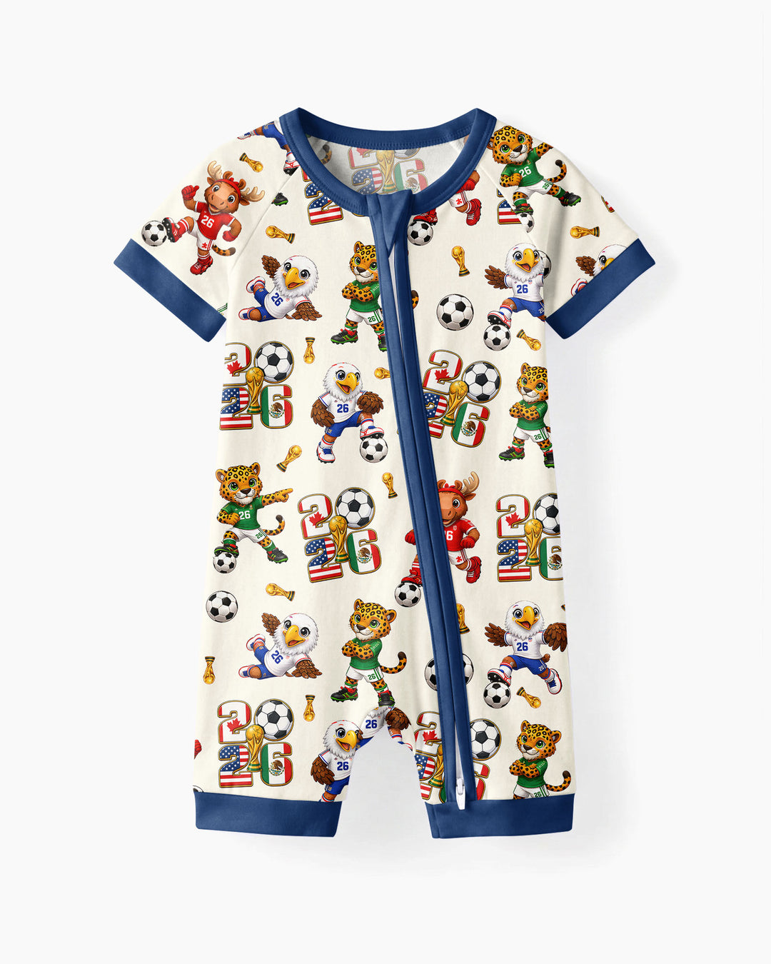 Cute Soccer Mascots USA CAN MEX Bamboo Shorty Zippy