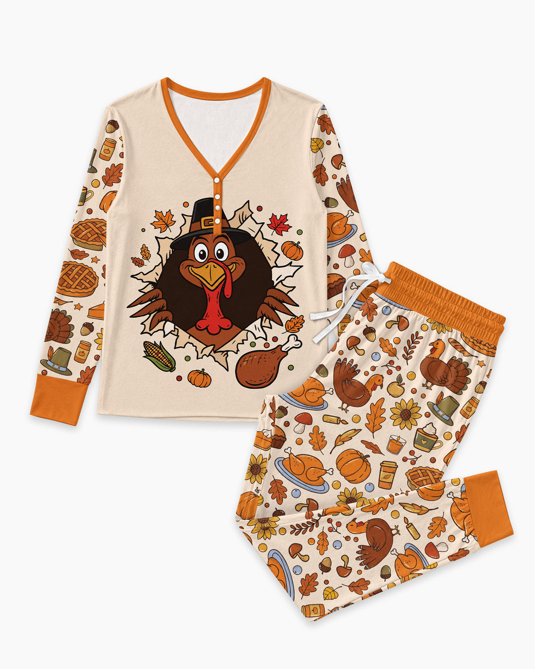 Funny Turkey on Thanksgiving Bamboo Women Pajama Set