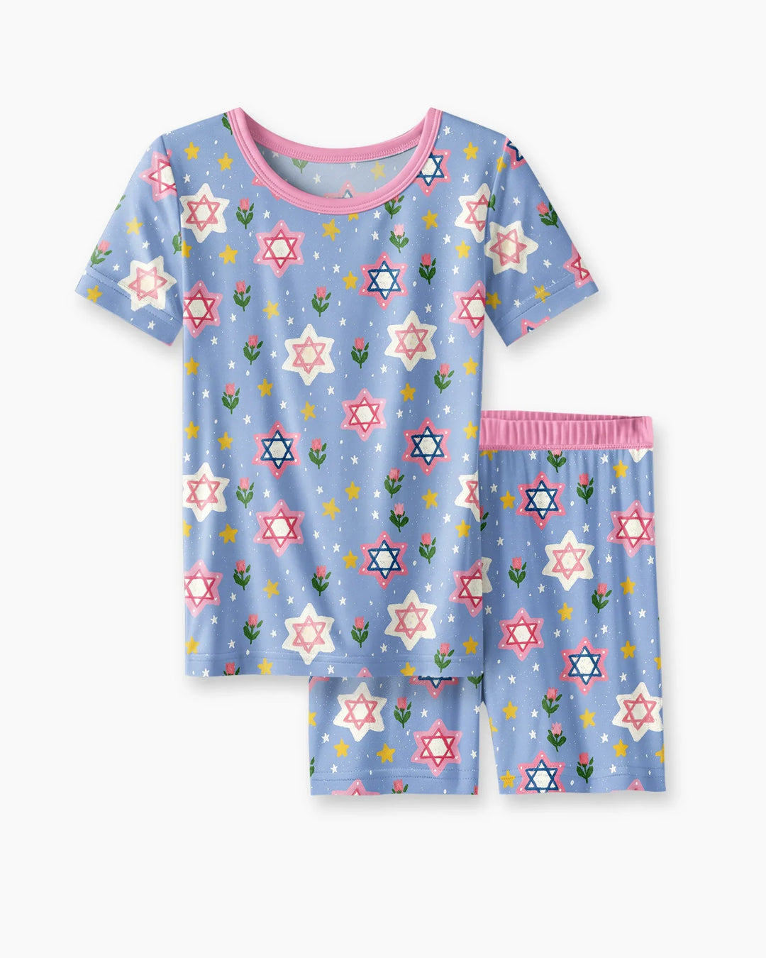 Conjunto de Pijama de Dos Piezas de Bambú con Mangas Cortas y Pantalones Cortos