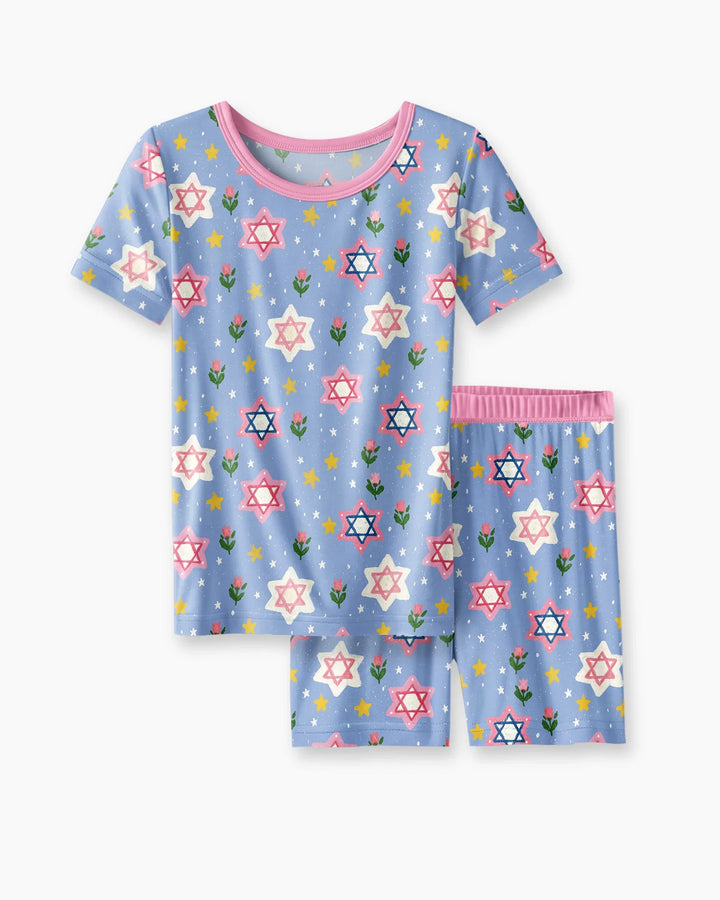 Conjunto de Pijama de Dos Piezas de Bambú con Mangas Cortas y Pantalones Cortos