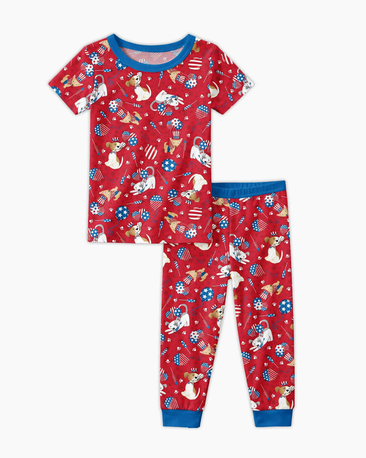 Red, White & Woof Family Matching Bamboo Two Piece Short Sleeve Pajama Set