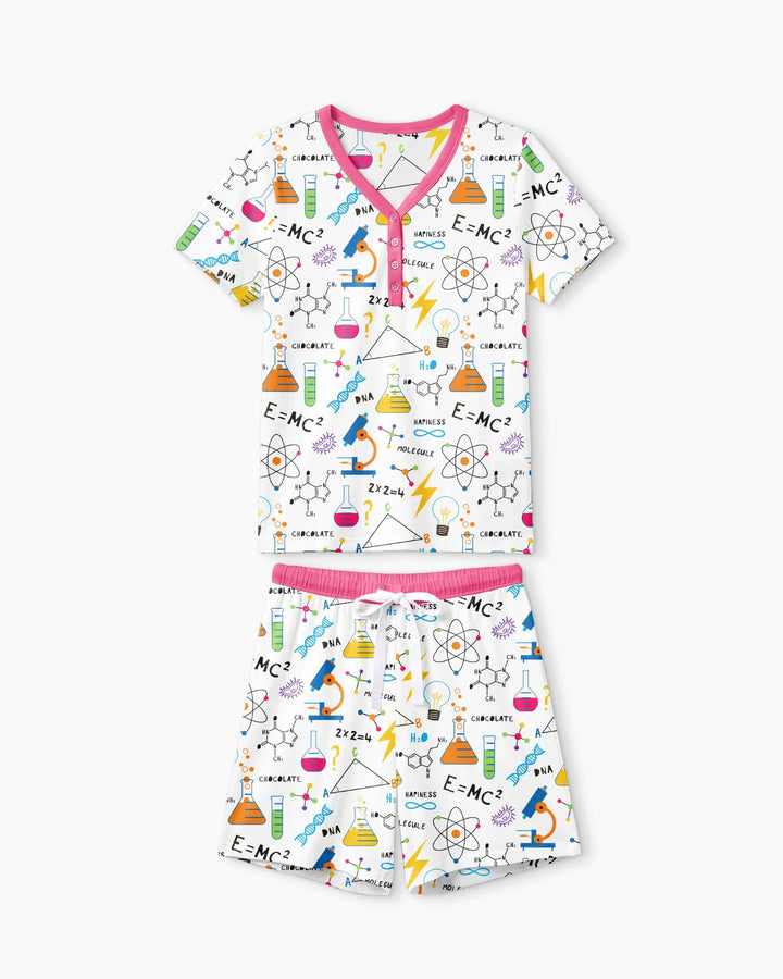 Science Explorer Family Matching Bamboo Women Short Sleeve Short Pajama Set