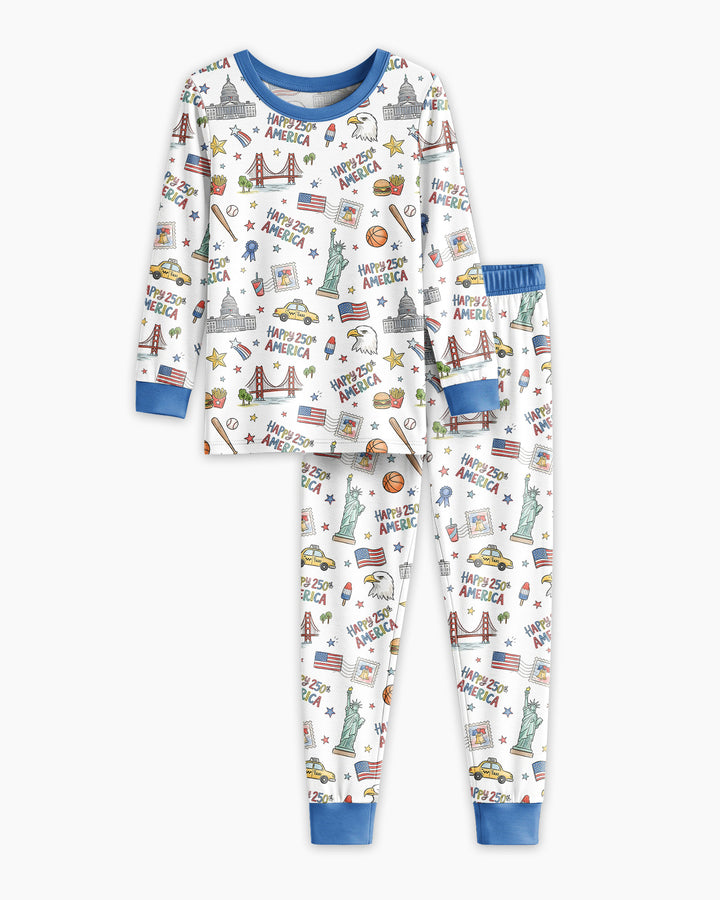 Zweiteiliges Langarm-Pyjama-Set mit Sommerfrüchten