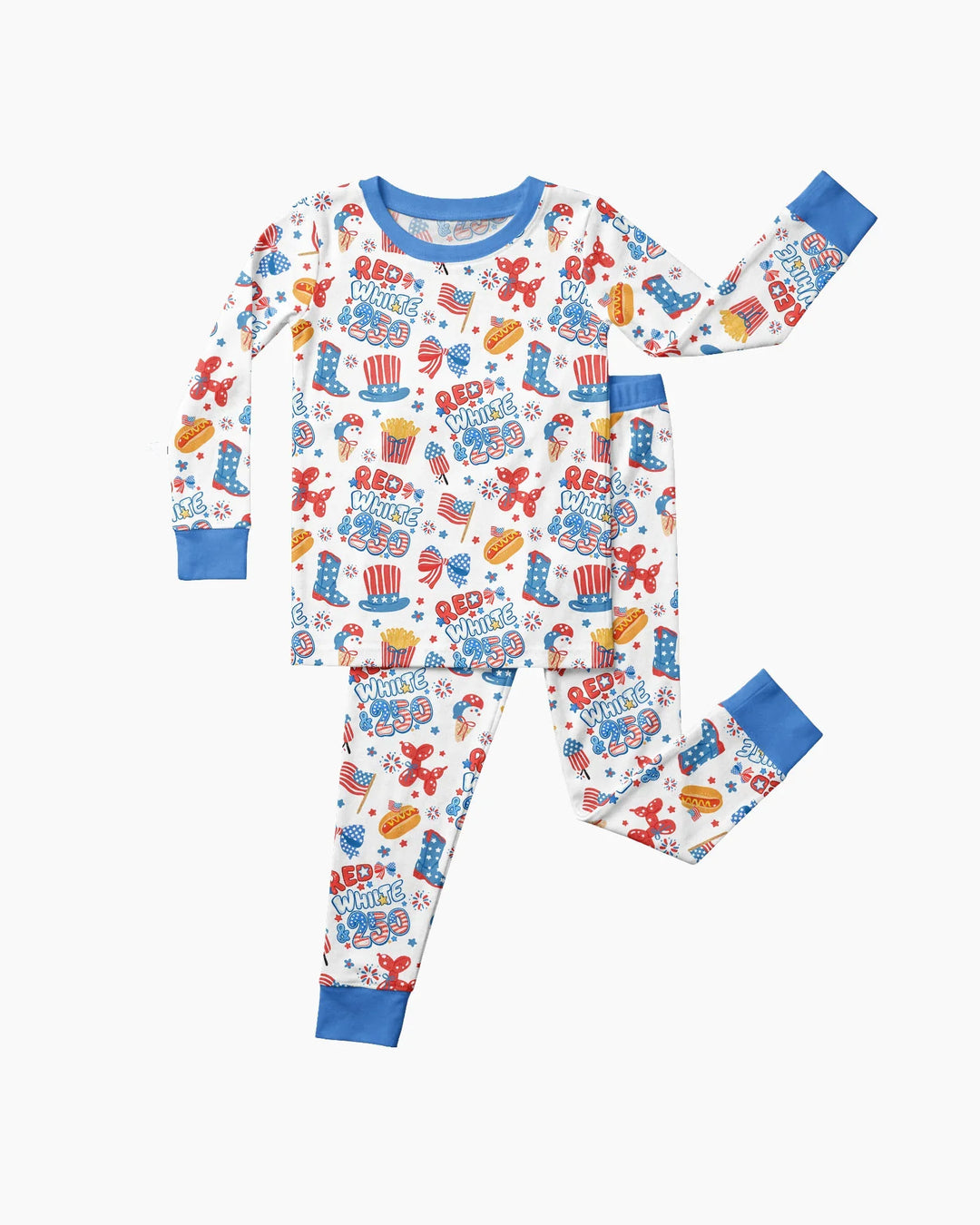 Red White & 250 Bamboo Two Piece Long Sleeve Pajama Set