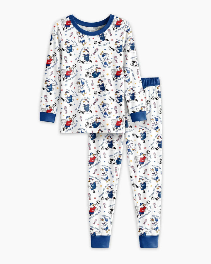 USA Soccer Goose Family Matching Bamboo Two Piece Long Sleeve Pajama Set