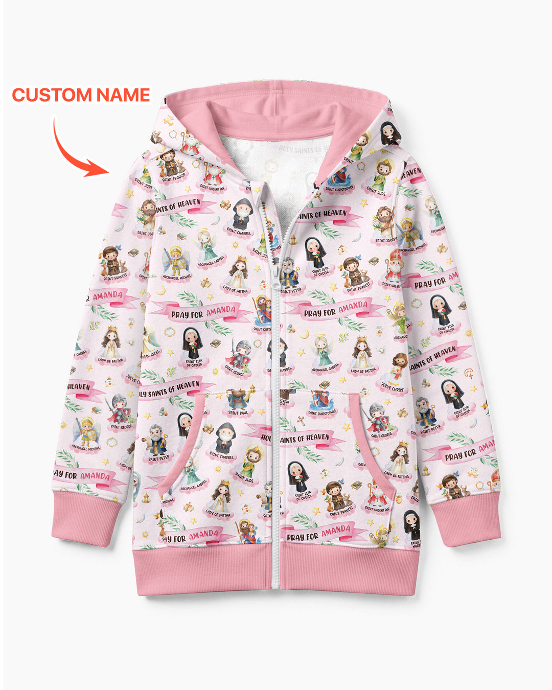 Holy Saints of Heaven Custom Name Bamboo Zip Hoodie