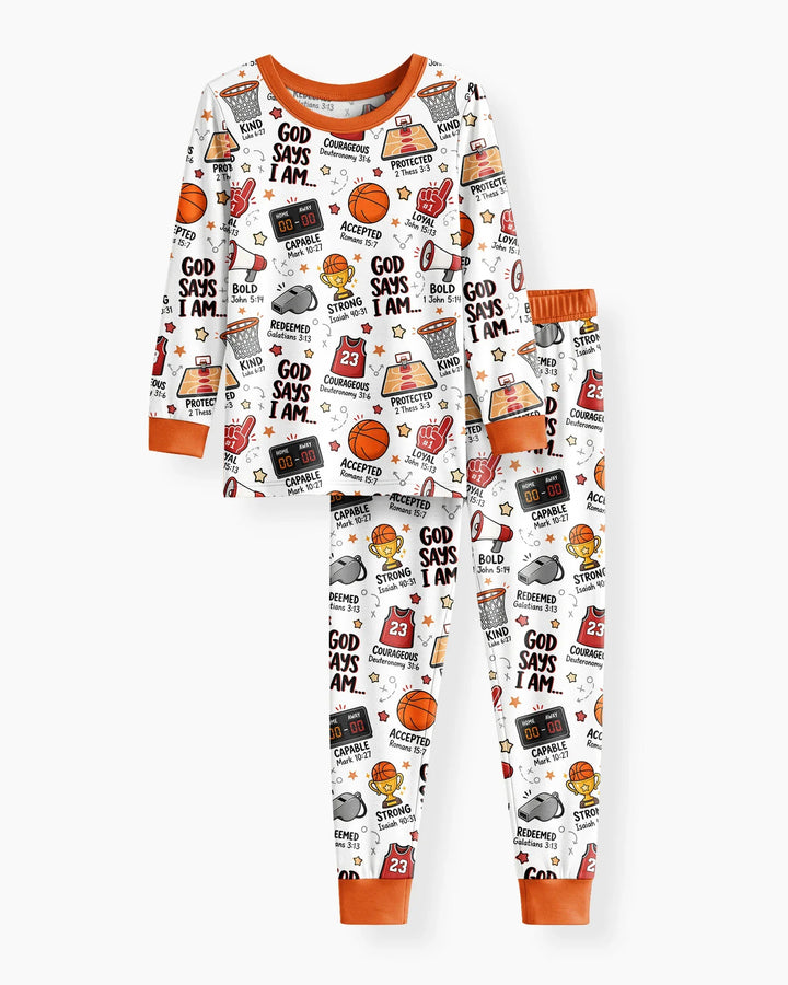 Basketball God Says I Am Bamboo Two Piece Long Sleeve Pajama Set