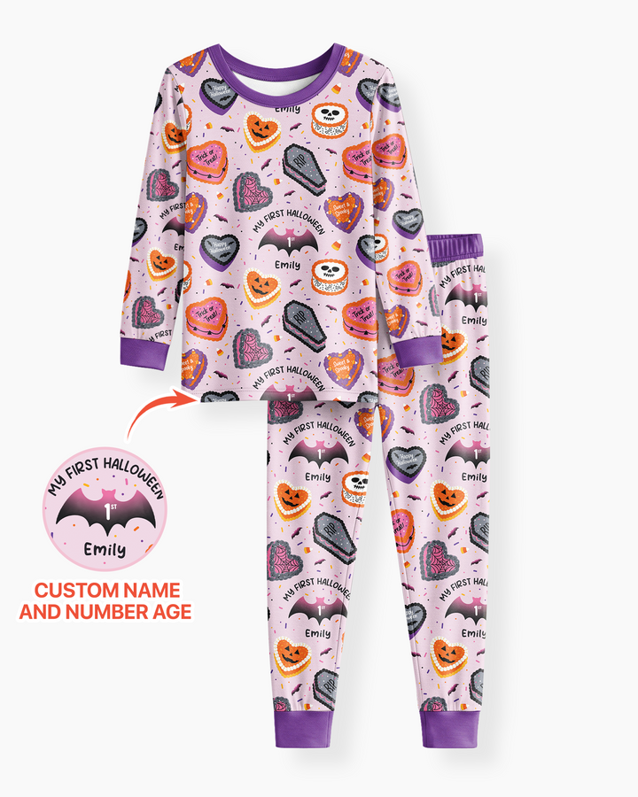 Halloween Is My Birthday Custom Name Bamboo Two Piece Long Sleeve Pajama Set