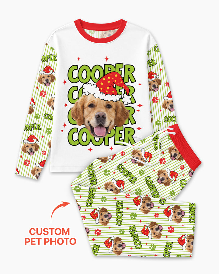 Personalized Pink Santa Dog Bamboo Men's Pajama Set