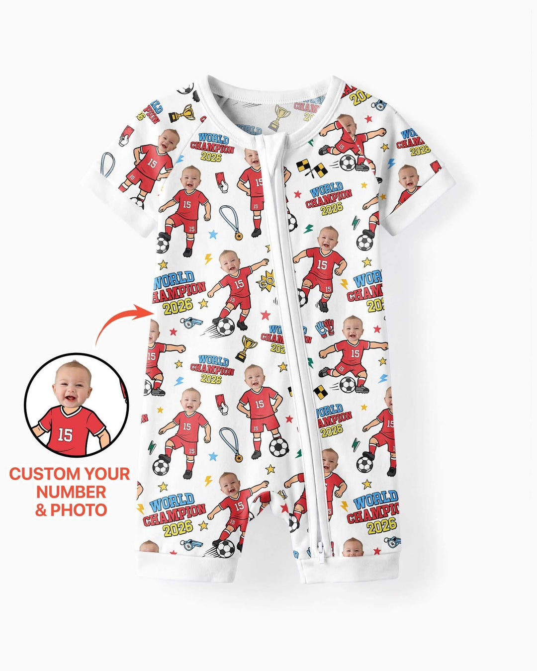 Plantilla PERSONALIZADA de Bambú Pijama Corto con Cremallera