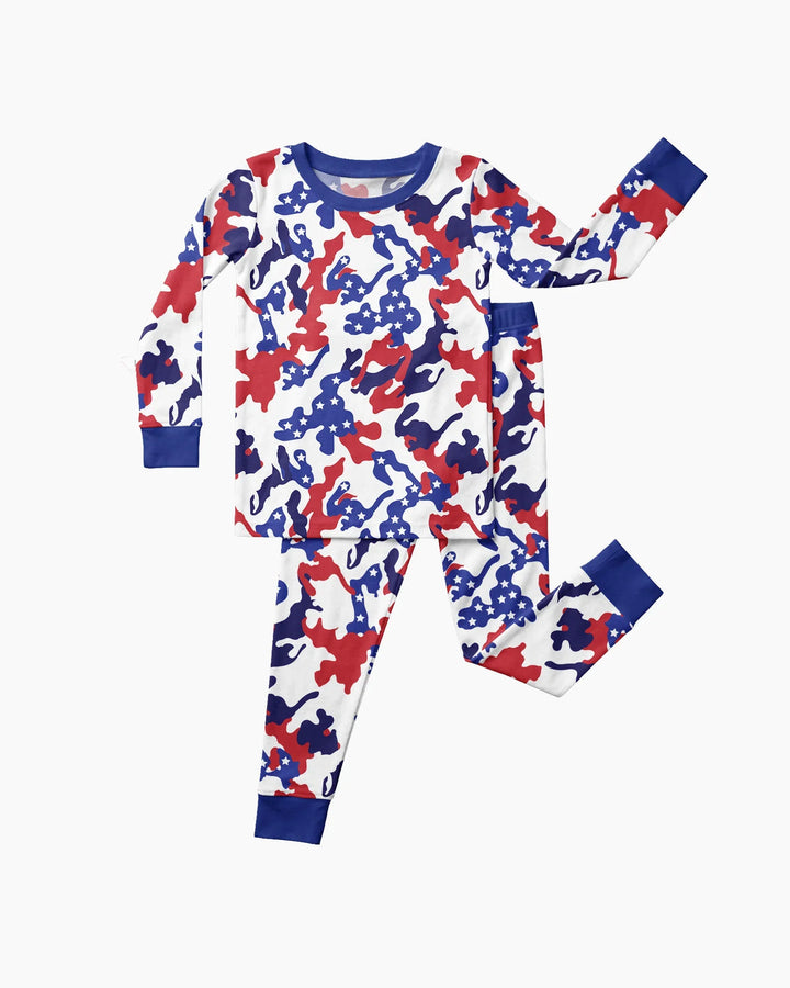 Patriot Camo Daddy & Me Matching Bamboo Two Piece Long Sleeve Pajama Set