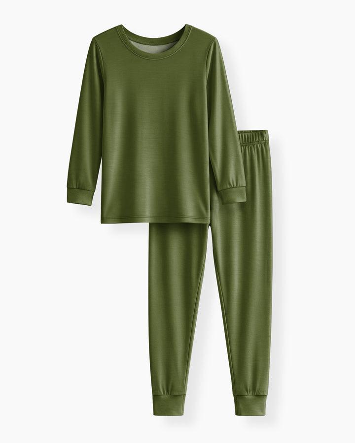 Dark Olive Green Bamboo Two Piece Pajama Set