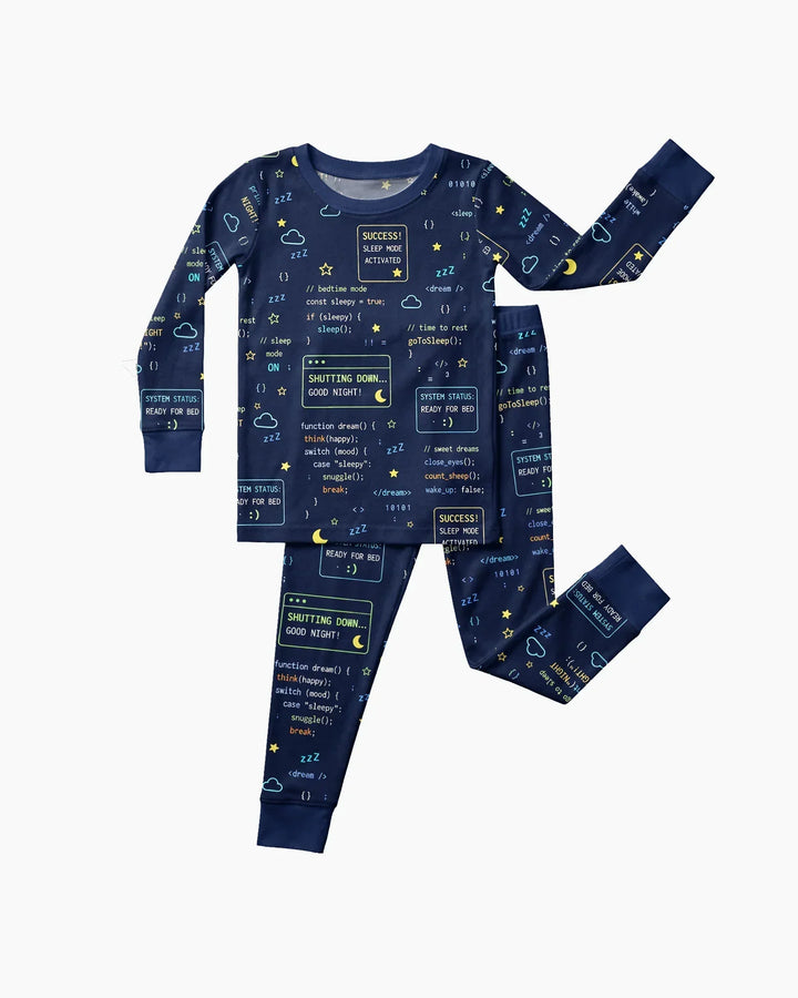 Pijama de dos piezas de bambú de manga larga para padre e hijo, con diseño de "It Techy Job Matching"