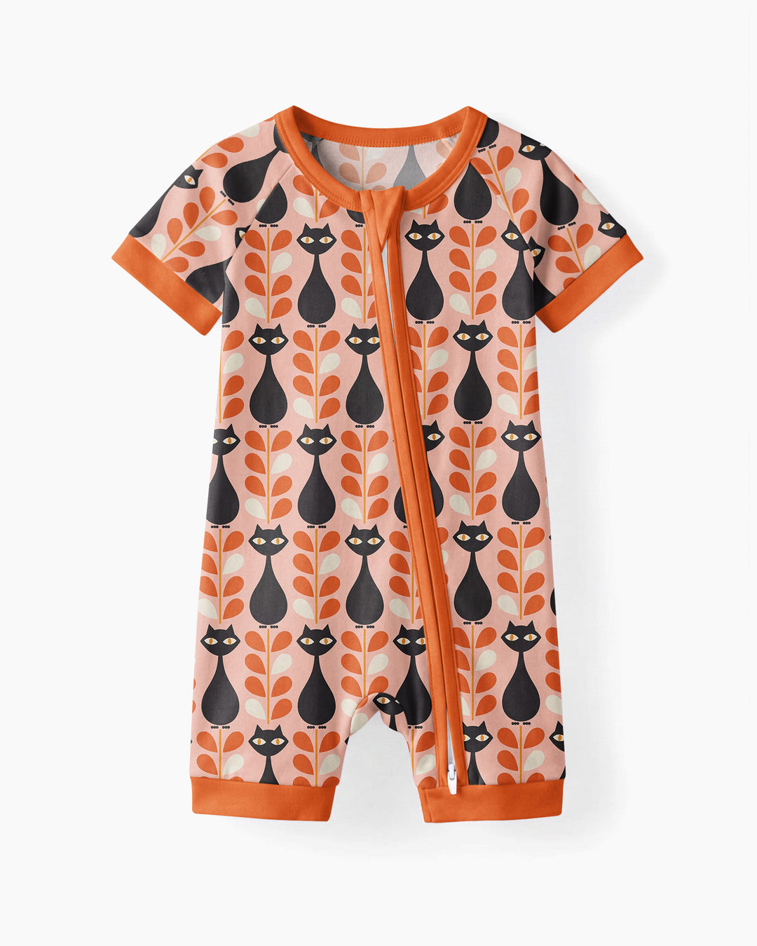 Retro Black Cat Garden Bamboo Shorty Zippy