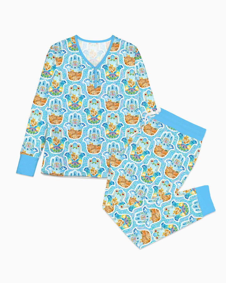 Plantilla de conjunto de pijama de mujer de bambú