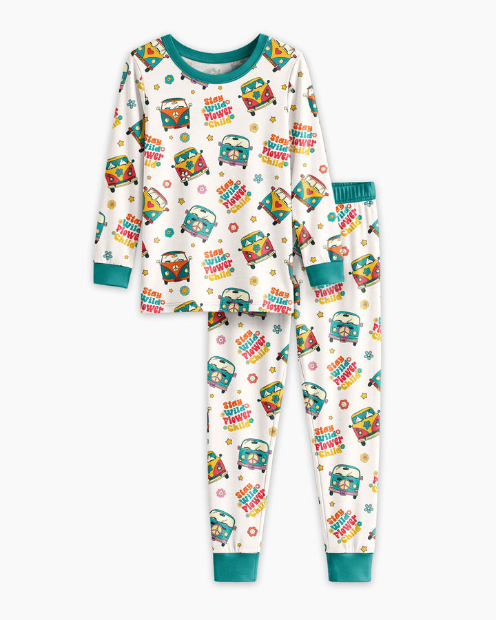 Stay Wild Flower Child Bamboo Two Piece Long Sleeve Pajama Set