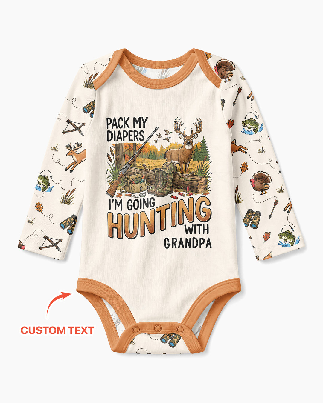 Personalized Pack My Diapers I'm Going Hunting Bamboo Bodysuit