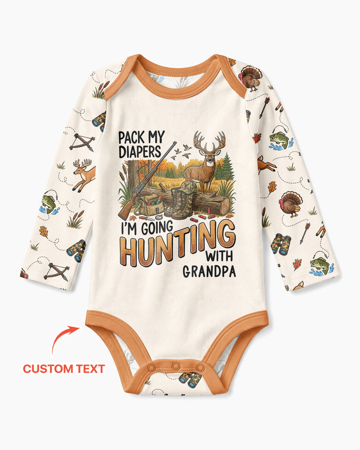 Personalized Pack My Diapers I'm Going Hunting Bamboo Bodysuit