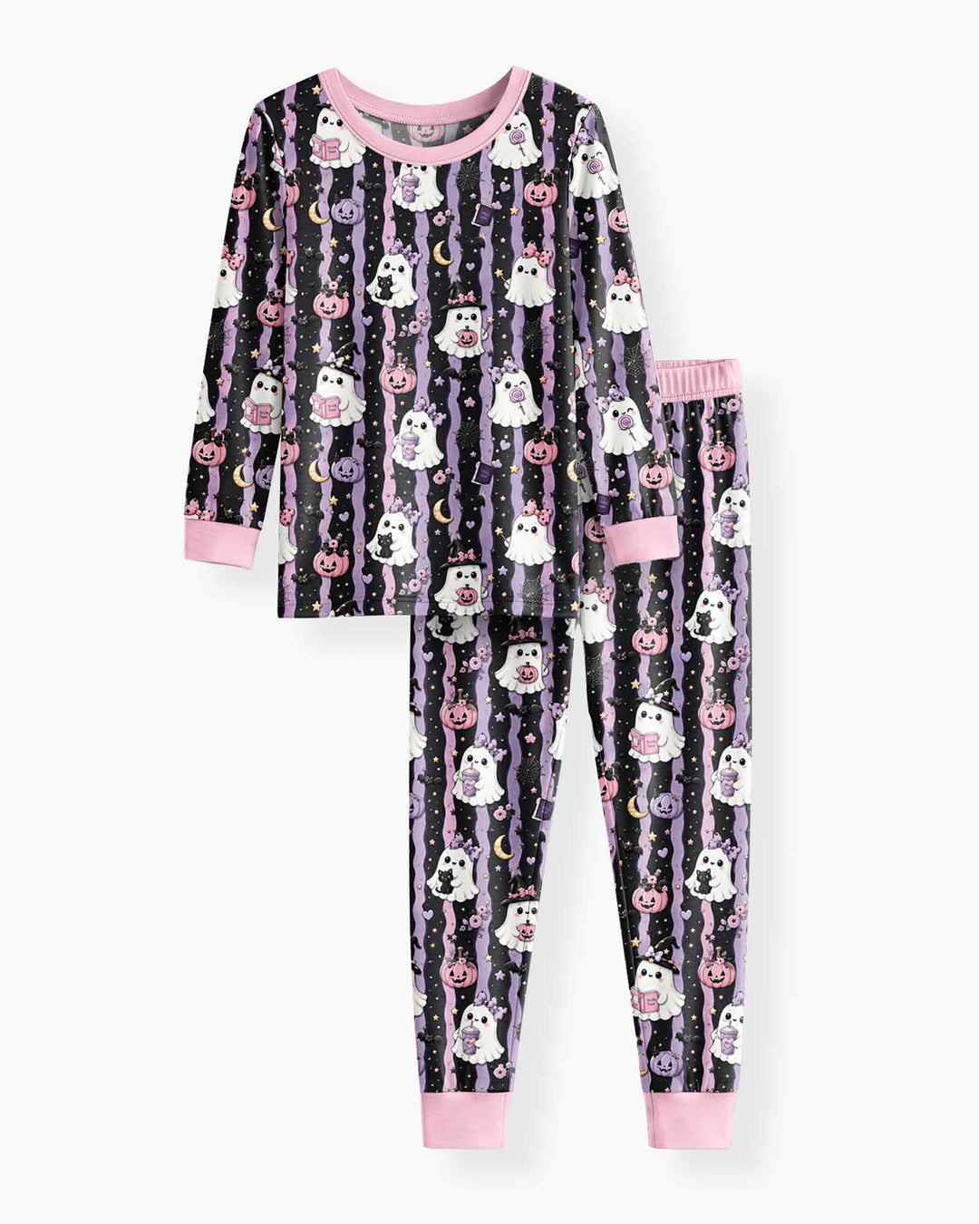 Cute Ghost Halloween Bamboo Two Piece Long Sleeve Pajama Set