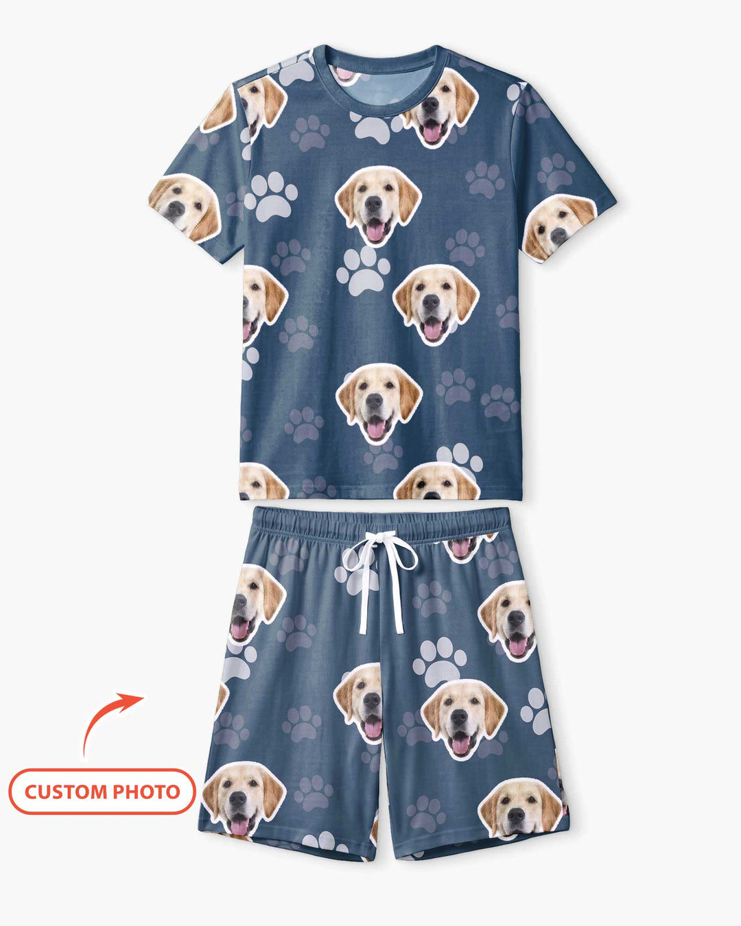 Personalized Dog & Cat Photo Bamboo Men Short Sleeve Short Pajama Set