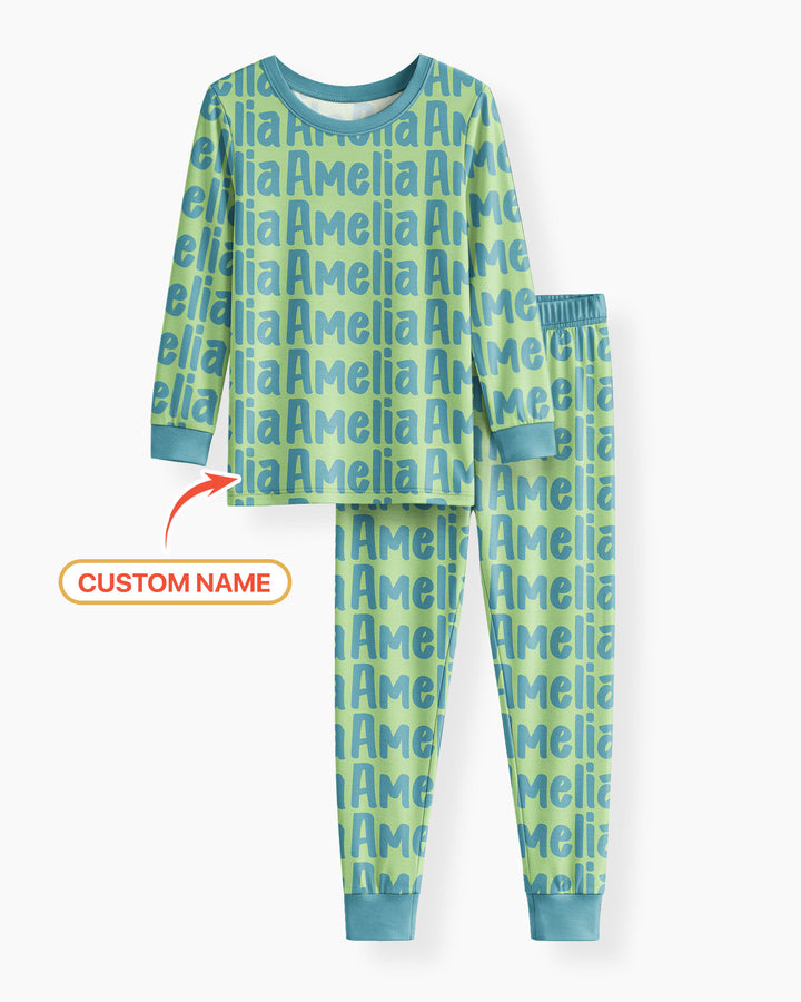 Little Letters Bamboo Two Piece Long Sleeve Pajama Set Bamboo Two Piece Long Sleeve Pajama Set