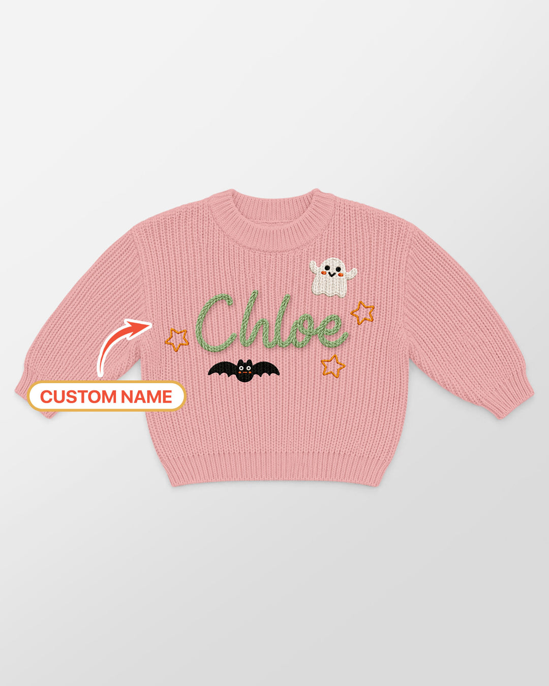 Happy Halloween Embroidered Baby Name Bamboo Knit Sweater Bubble