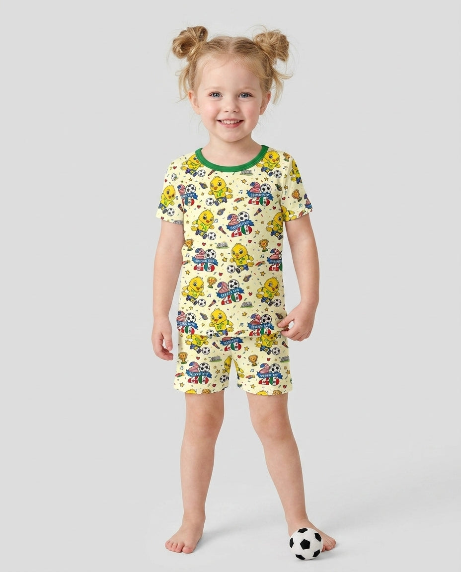 Conjunto de Pijama de Dos Piezas de Bambú con Mangas Cortas y Pantalones Cortos