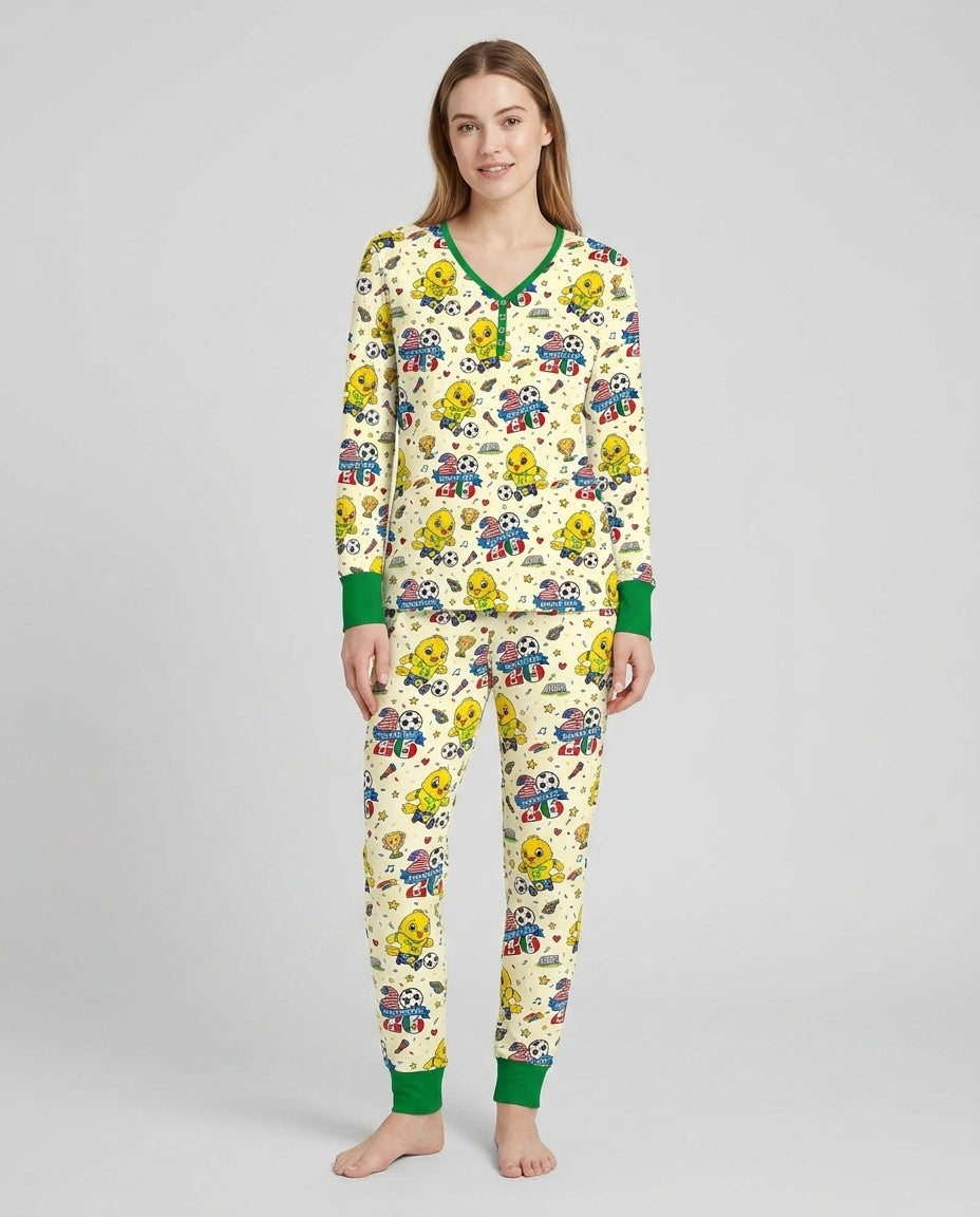 Plantilla de conjunto de pijama de mujer de bambú