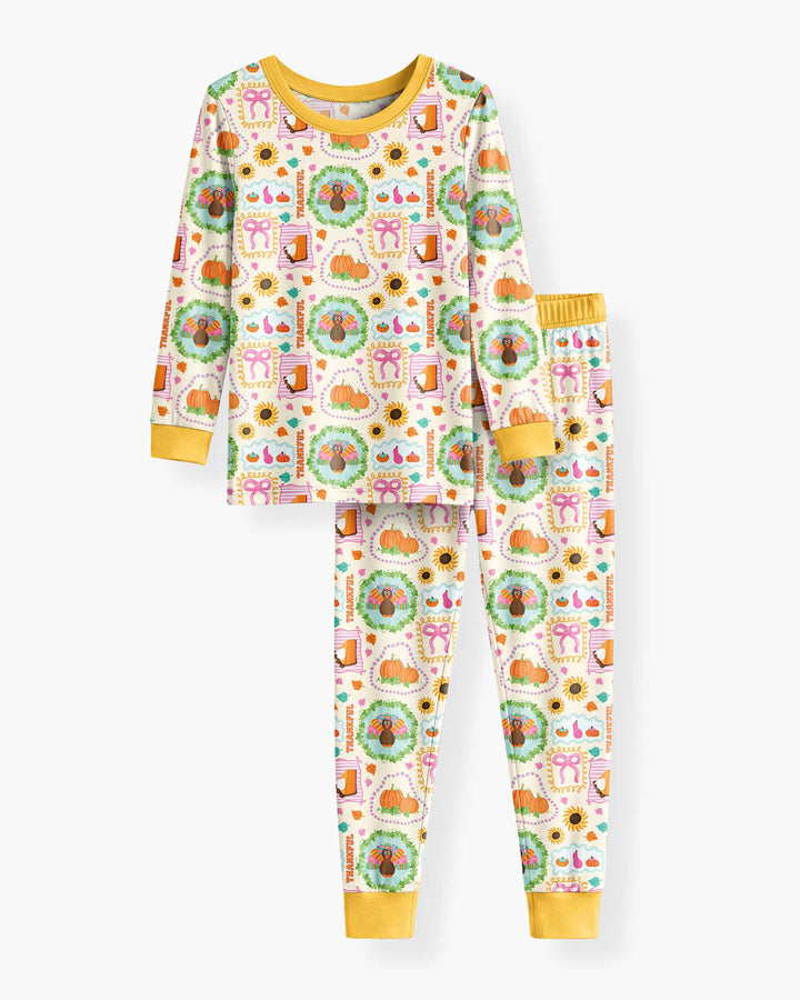 Sweet Thanksgiving Harvest Bamboo Two Piece Long Sleeve Pajama Set