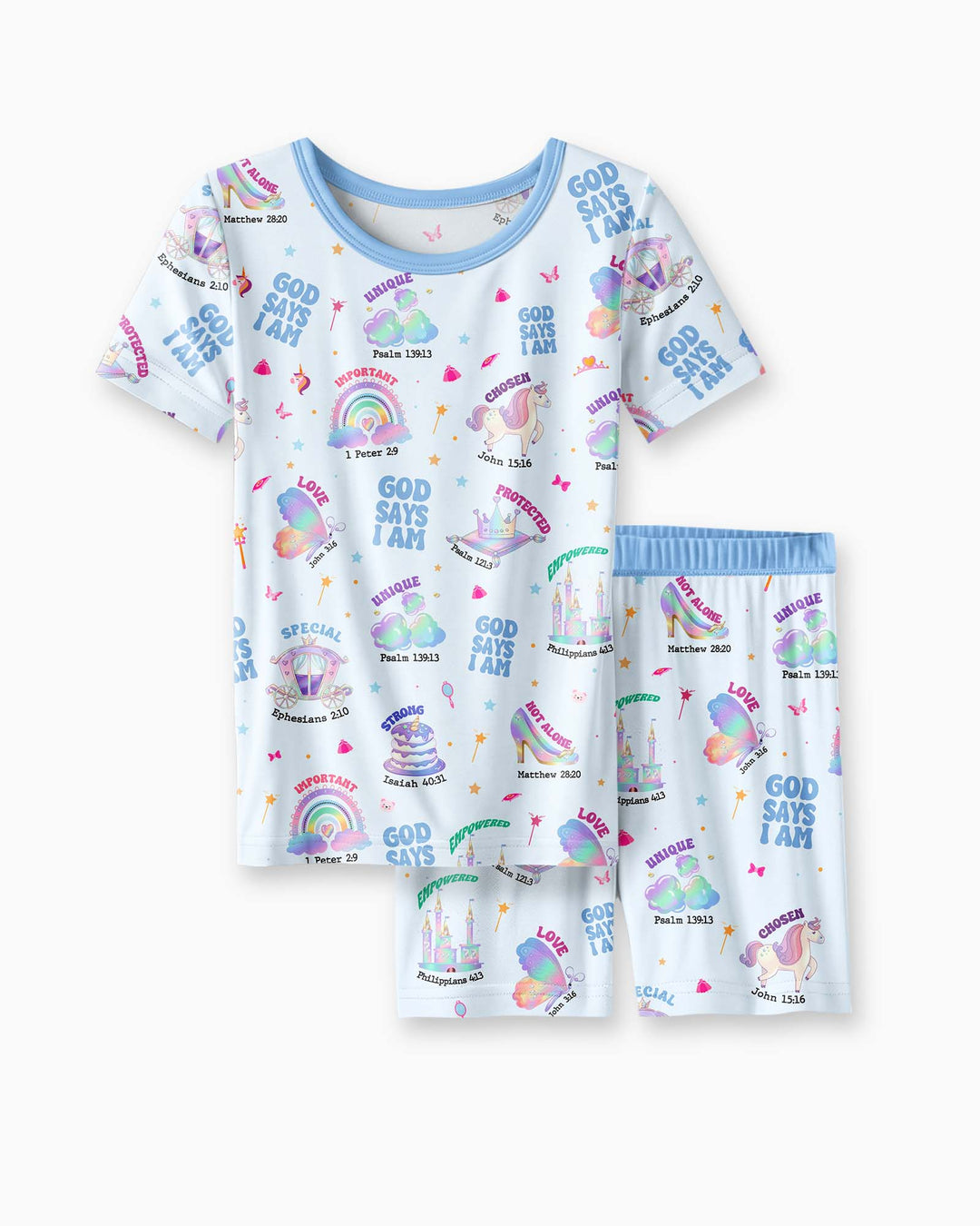 God Says I Am Girl Bamboo Two Piece Short Sleeve Shorts Pajama Set