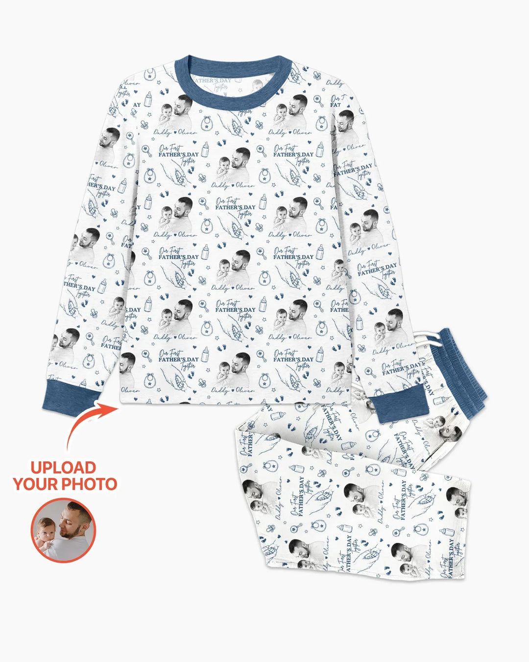 Custom Photo Our First Father's Day Together Bamboo Men's Pajama Set