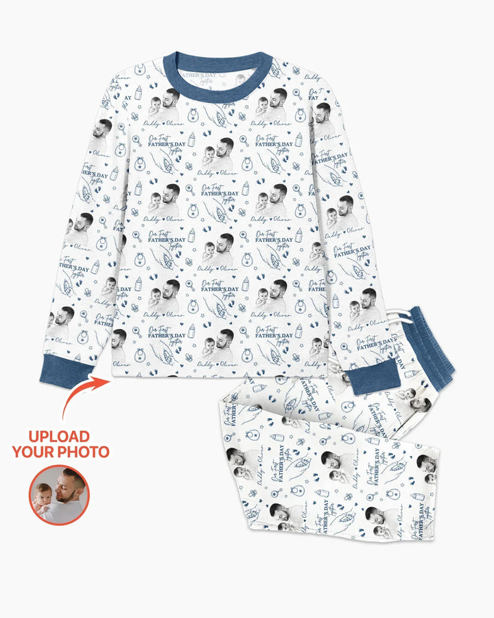 Custom Photo Our First Father's Day Together Bamboo Men's Pajama Set