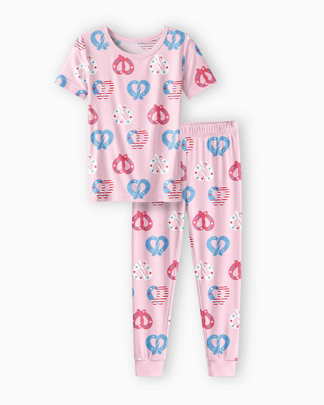 4th of July Pretzel  Bamboo Two Piece Short Sleeve Pajama Set