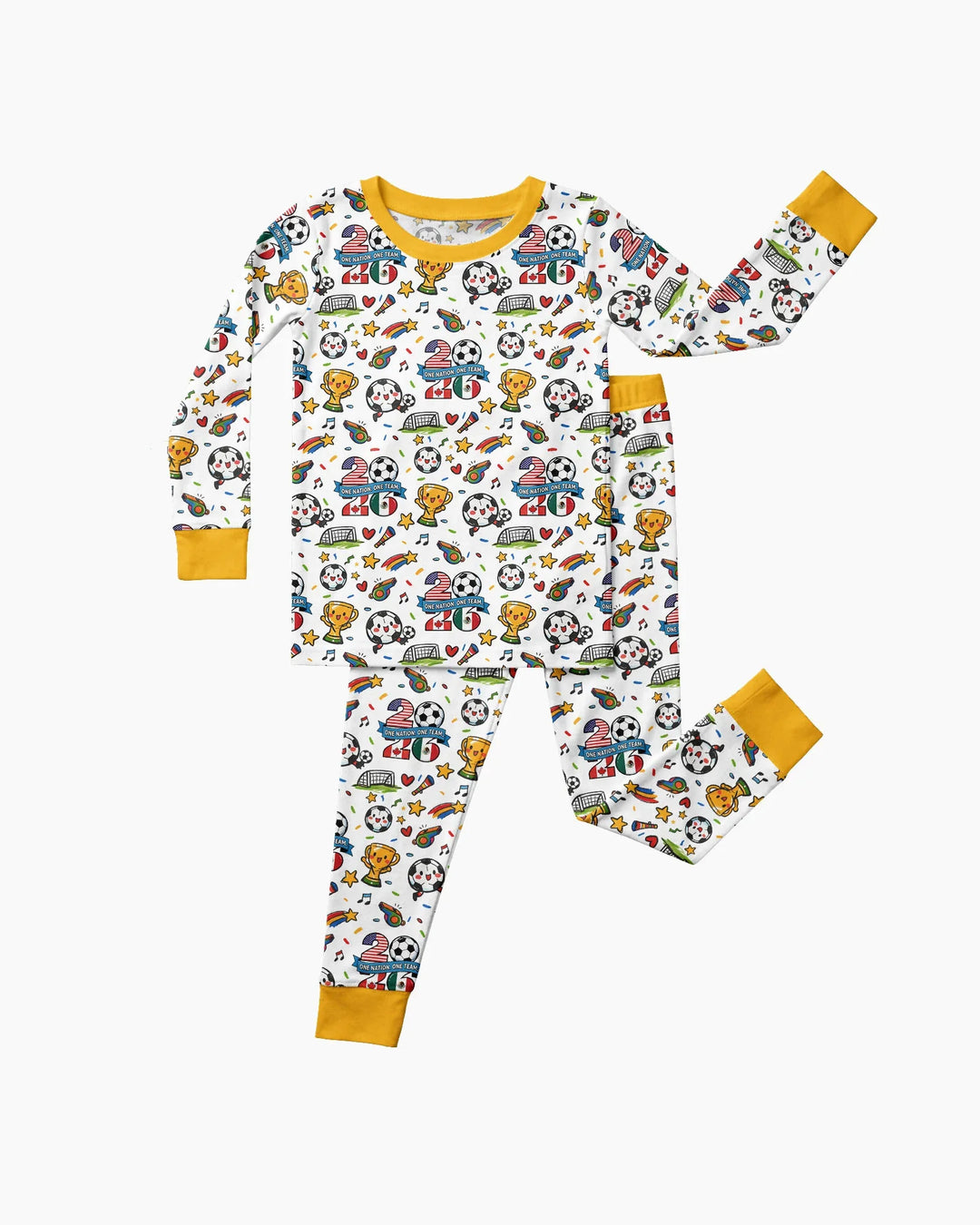 Soccer Fever 2026 Family Matching Bamboo Two Piece Long Sleeve Pajama Set