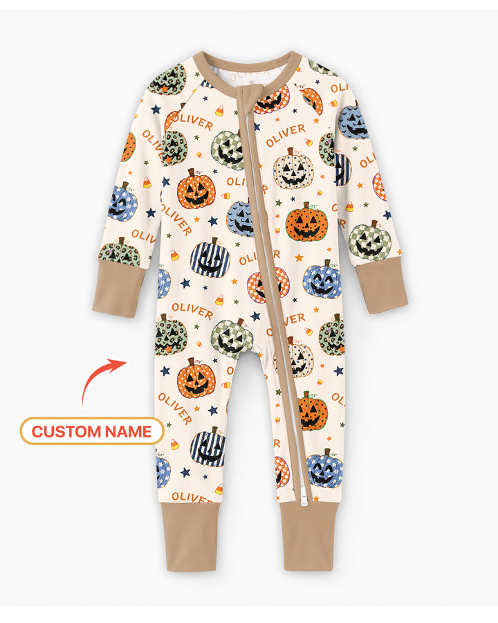 Custom Name Colorful Jack O Lantern Bamboo Convertible Zippy