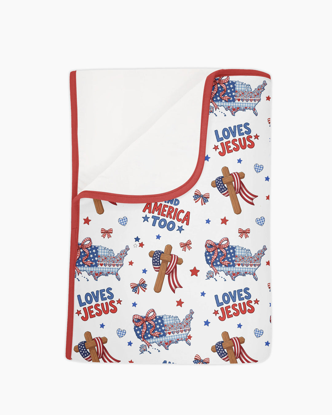 Loves Jesus And America Too Bamboo Blanket