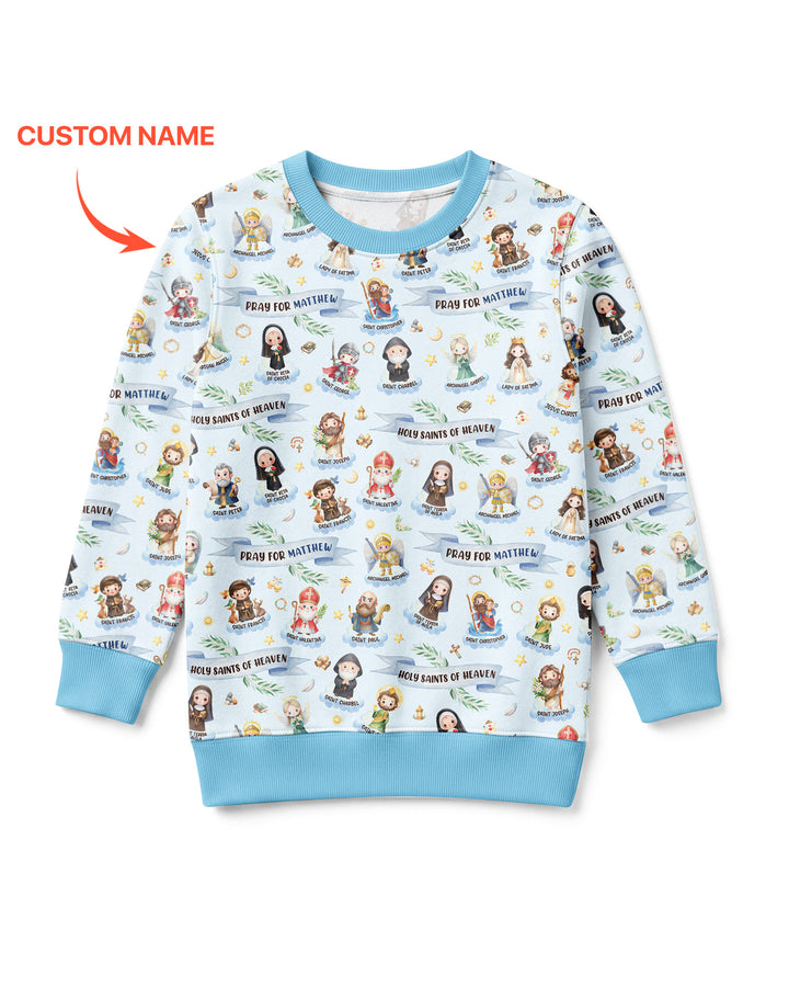 Sudadera de cuello redondo de bambú con nombre personalizado "Holy Saints of Heaven"