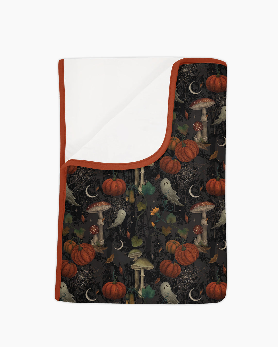 Spooky Cute Ghost Pumpkin Mushroom Halloween Bamboo Blanket