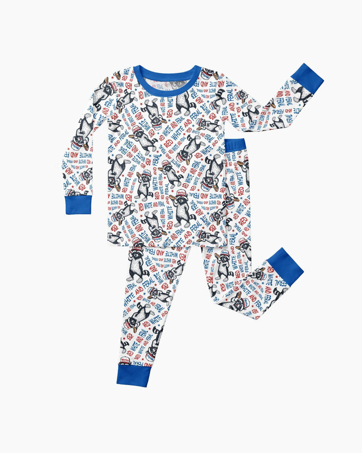 Red White and Feral Bamboo Two Piece Long Sleeve Pajama Set